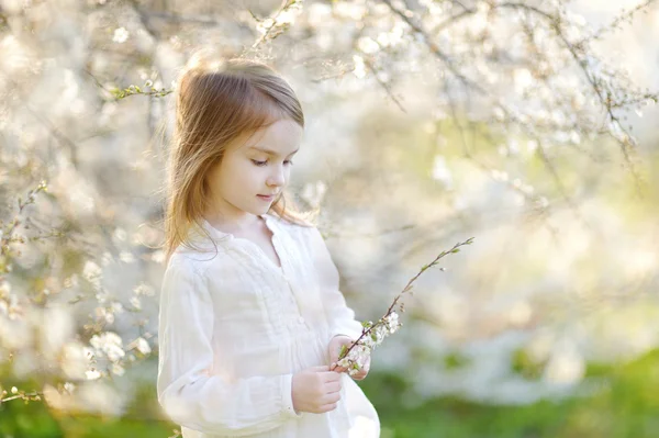 Маленька дівчинка в квітковому саду — стокове фото