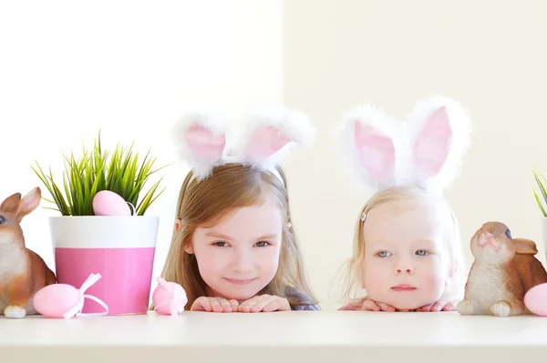 Little sisters with Easter bunny ears — Stock Photo, Image