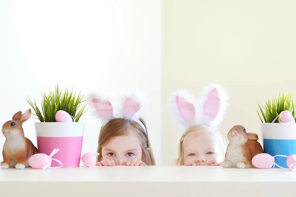 Little sisters with Easter bunny ears — Stock Photo, Image