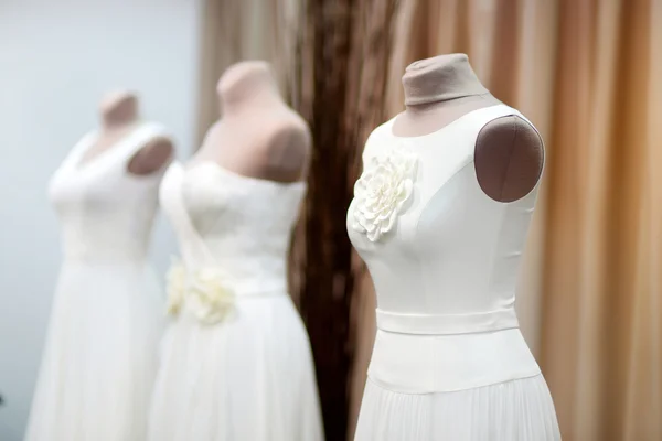 Wedding dresses on mannequins — Stock Photo, Image