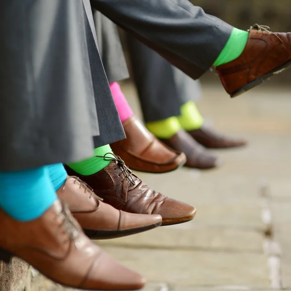 Colorful socks of groomsmen — Stock Photo, Image