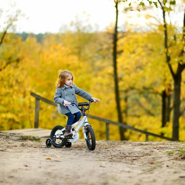 Adorable girl riding bike — Stock Photo, Image