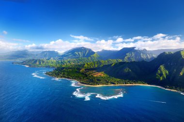 Aerial view of spectacular Na Pali coast clipart