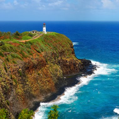 Kilauea deniz feneri güneşli bir günde defne