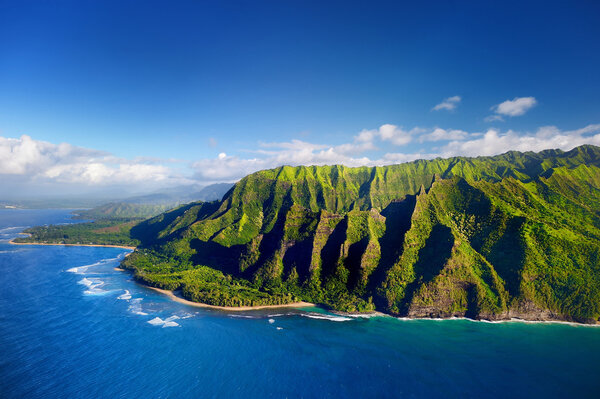 Aerial view of spectacular Na Pali coast