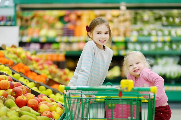 Sisters shopping in a food store — Stock Photo, Image