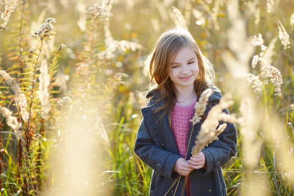 Liten flicka höstdag — Stockfoto