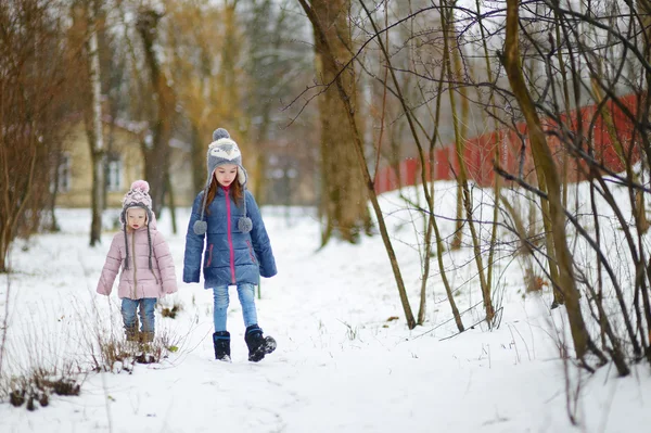 Lilla systrar Vinterparken — Stockfoto