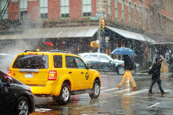 Inverno nevasca em Nova York — Fotografia de Stock