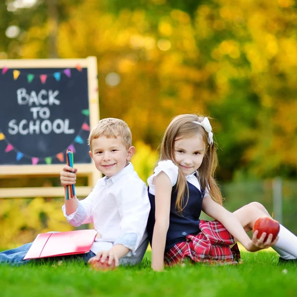 Little kids going back to school — Stock Photo, Image