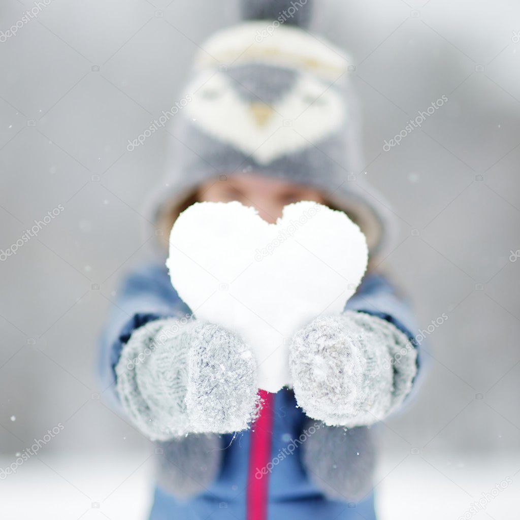 girl having fun in winter park