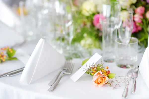 Table set for an event party or wedding reception — Stock Photo, Image