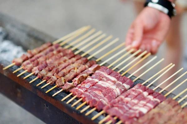 Barbecue on skewers with Arrosticini — Stock Photo, Image