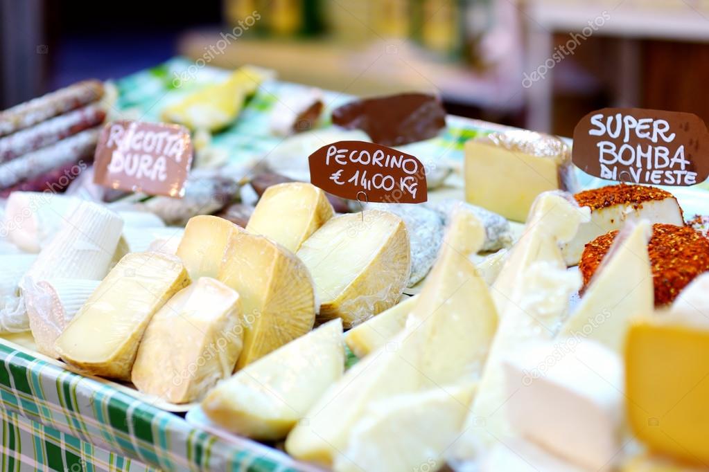 Selection of cheeses onl italian  market