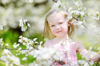 içinde çiçek açan kiraz kız Bahçe