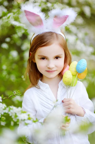 Girl wearing bunny ears — Stock Photo, Image