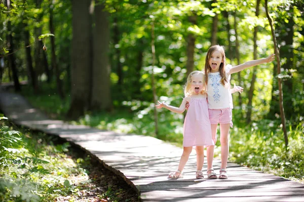 Kleine zusters knuffelen — Stockfoto