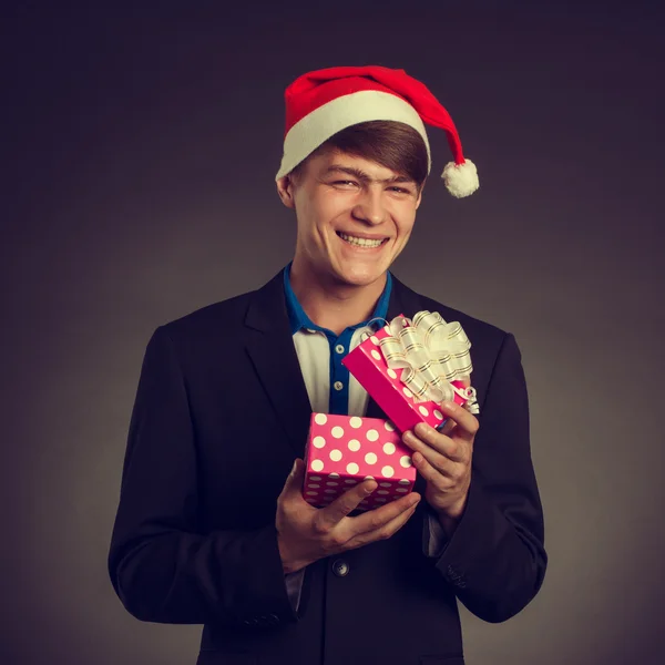 Homem de Papai Noel cap — Fotografia de Stock