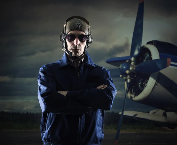 Young male pilot of plane — Stock Photo, Image
