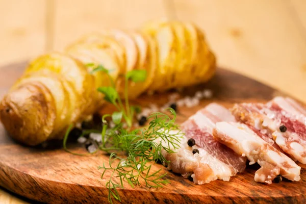 Patate Fritte Con Pancetta Prezzemolo Spezie — Foto Stock