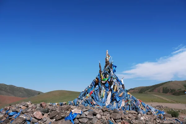 Обо Место Поклонения Местным Духам Западной Монголии — стоковое фото