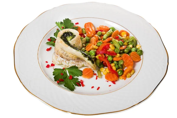 Pesce con verdure — Foto Stock