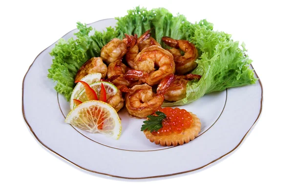 Shrimps on plate — Stock Photo, Image