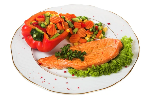 Salmon with vegetable — Stock Photo, Image