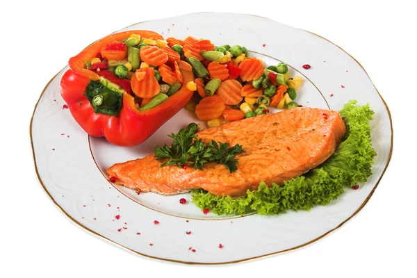 Salmão com legumes Fotografia De Stock