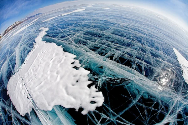 Superfície de Fisheye em baikal de inverno — Fotografia de Stock