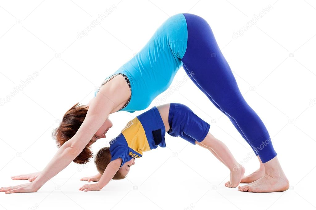 Family doing yoga