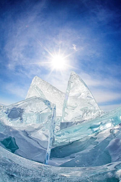 Ice on blue sky background — Stock Photo, Image