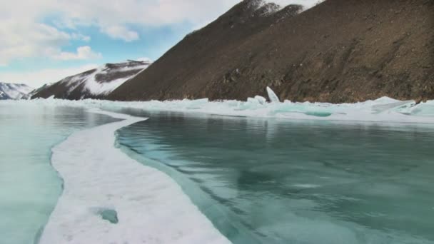 Lago de invierno paisaje — Vídeos de Stock