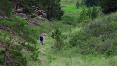 Adam dağ Vadisi üzerinde koşu