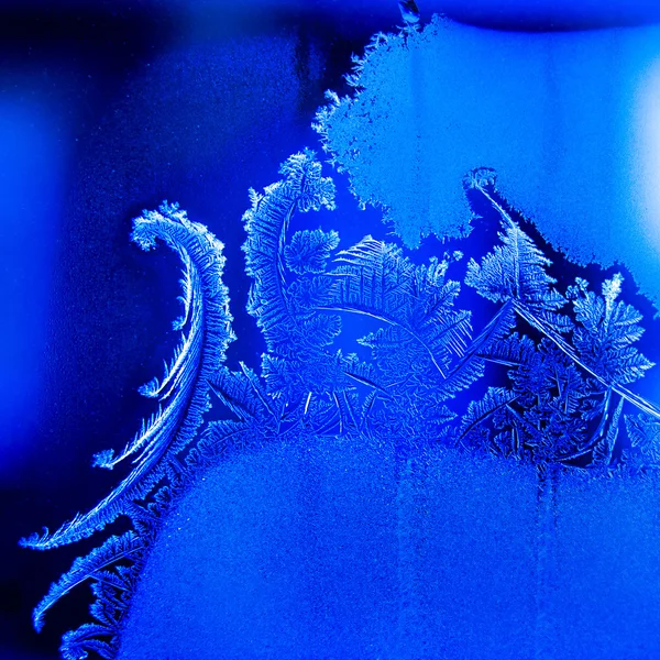 Blue Frost on window — Stock Photo, Image