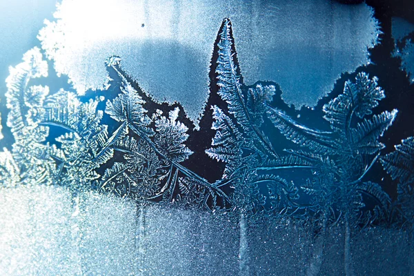 Blue Frost on window — Stock Photo, Image