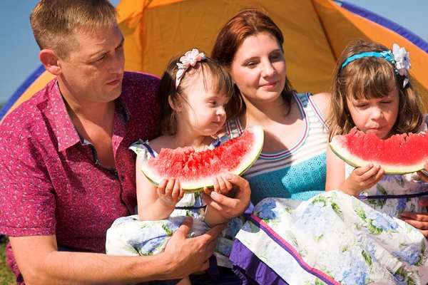 Familia feliz tienen picnic —  Fotos de Stock