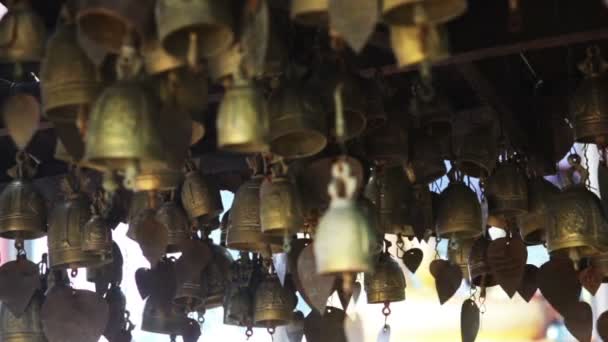 Small bronse buddhist bells — Stock Video