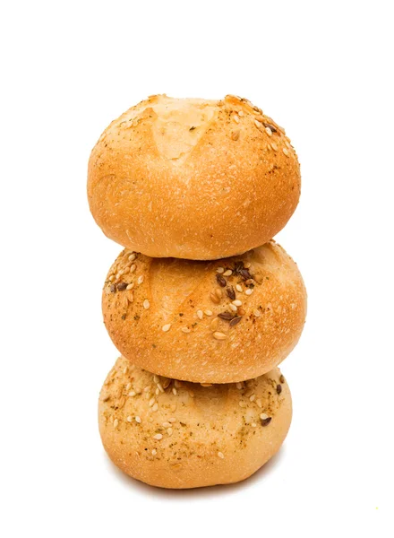 Frans brood broodjes geïsoleerde — Stockfoto