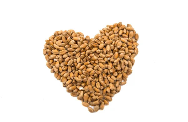 Heart of wheat grains isolated Stock Photo