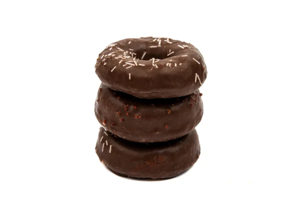 Donuts mit Schokolade isoliert — Stockfoto