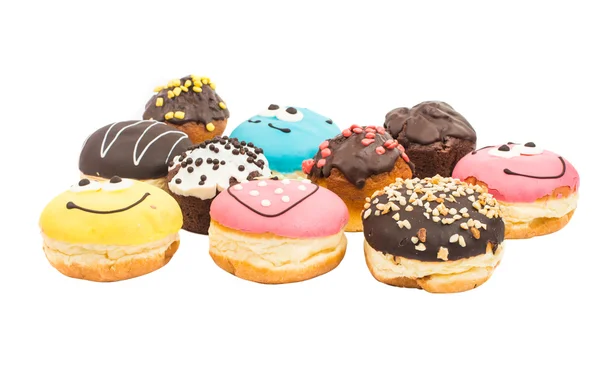 Bunte leckere Donuts isoliert — Stockfoto