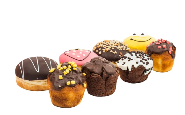 Coloridos y deliciosos donuts aislados — Foto de Stock