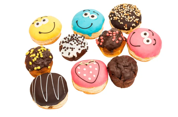Bunte leckere Donuts isoliert — Stockfoto