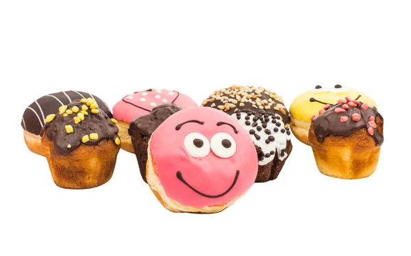 Bunte leckere Donuts isoliert — Stockfoto