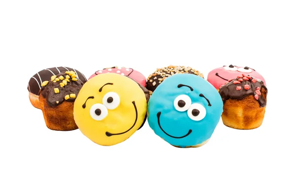Colorful delicious donuts isolated — Stock Photo, Image