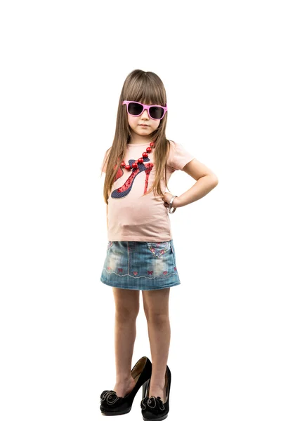 Fashionista little girl isolated — Stock Photo, Image