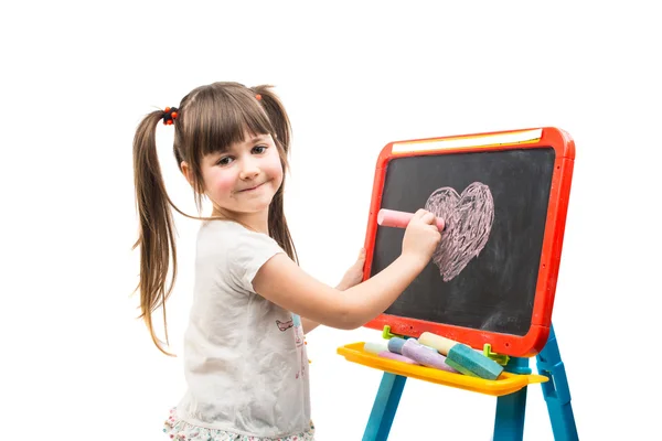 Bambina che disegna un gesso — Foto Stock
