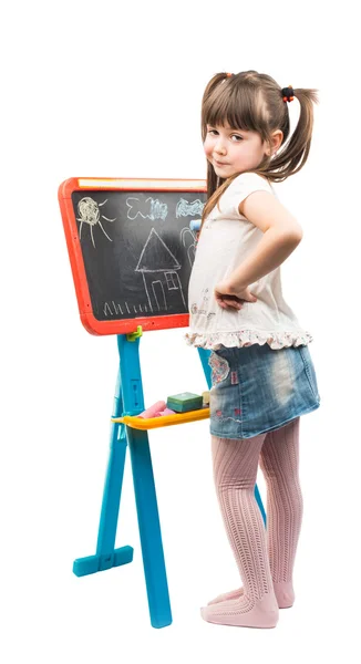 Little girl drawing a chalk — Stock Photo, Image