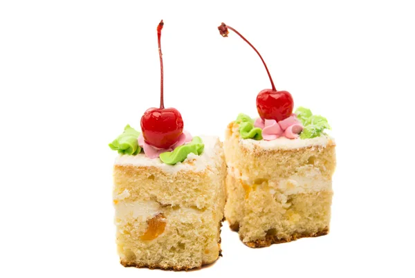 A piece of sponge cake isolated — Stock Photo, Image